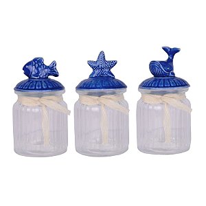 JG 3 POTES DEEP SEA COM TAMPA L23,6XP8,1XA15,8CM COR AZUL