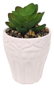 VASO COM SUCULENTA ROMANTIC CERAMICA PLASTICO 7X10CM