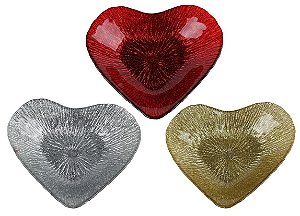 JG CENTROS MESA 3 PECAS CORACOES LOVE EM VIDRO 15X15X4,5CM