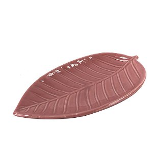 ADORNO FOLHAGEM EM PORCELANA L18XP9,5CM COR ROSA