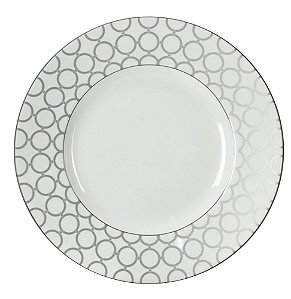 PRATO DE SOBREMESA CHAIN LINK EM PORCELANA 21.5CM