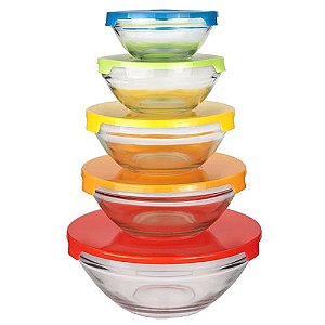 JG 5 POTES VIDRO TAMPA PLASTICA SORTIDA 150/220/380/550ML/1L