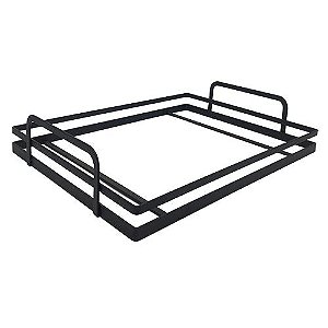 SUPORTE RETANGULAR BANDEJA EM METAL 41,5X31,5X8CM COR PRETO
