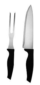 JG DE 2 PEÇAS PARA CHURRASCO EM INOX COM CABO PLÁSTICO