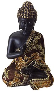 ESTATUA DECORATIVA BUDA EM RESINA 7X5X11.5CM MUDRA