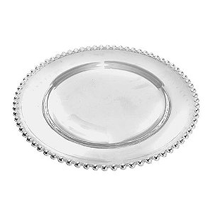 SOUSPLAT BOLINHA EM CRISTAL ECOLOGICO D31,5XA3CM COR PRATA