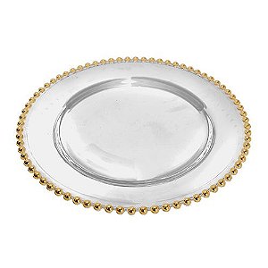 SOUSPLAT BOLINHA EM CRISTAL ECOLOGICO D31,5XA3CM COR DOURADO