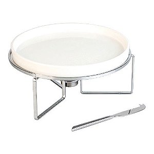RECHAUD PARA QUEIJO BRIE COM FACA EM CERAMICA D29XA11,8CM