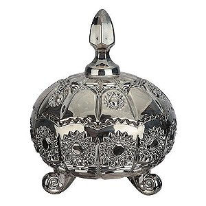 POTICHE VERSAILLES CRISTAL D10,9XA13,9CM COR PRETO METALICO