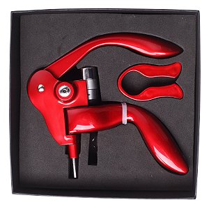 SACA-ROLHAS EM ZAMAC VERMELHO COM CORTADOR DE LACRE