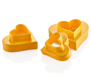 JOGO DE 3 CORTADORES DE BISCOITO DE PLÁSTICO CORACAO CORES SORTIDAS