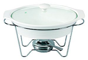 RECHAUD OVAL EM PORCELANA COM QUEIMADOR 21.5X35X21.5CM