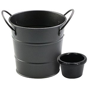 CESTA REDONDA EM FERRO COM MOLHEIRA EM MELAMINA D11,5XA11CM COR PRETO
