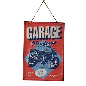PLACA DECORATIVA GARAGE MODERNE EM FERRO L28XP0,05XA40CM