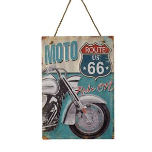 PLACA DECORATIVA GARAGE ROUTE EM FERRO L28XP0,05XA40CM