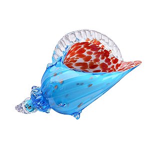 CONCHA DEEP SEA EM VIDRO L26X11,5XA17,5CM COR AZUL E MARROM