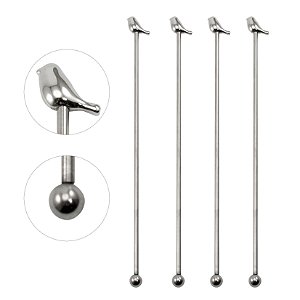 CJ MISTURADORES DRINK BIRD 4 PECAS ACO INOX 10X2X22CM PRATA
