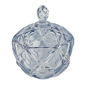 POTICHE BRUXELAS EM CRISTAL ECOLOGICO D17XA20CM COR AZUL