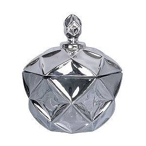 POTICHE BRUXELAS EM CRISTAL D10,5XA12,5CM COR PRETO METALICO