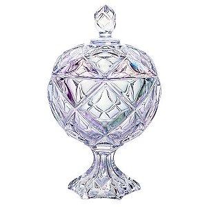 POTICHE BRUXELAS COM PE EM CRISTAL D17XA27CM COR FURTA COR