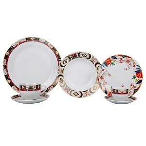 APARELHO JANTAR 42 PECAS INDOCHINA EM PORCELANA SUPER WHITE