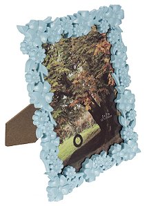 PORTA RETRATO FLOWERFULL EM PLASTICO 10X15CM AZUL CLARO