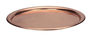 BANDEJA MARTELADO REDONDA EM ACO INOX D38XA1,5CM COR COBRE