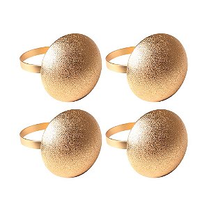 JOGO DE 4 ANEIS PARA GUARDANAPO EM FERRO D4XA5,4CM COR DOURADO