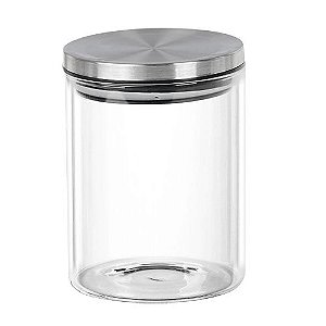 PORTA MANTIMENTO VIDRO BOROSSILICATO TAMPA METAL 800ML