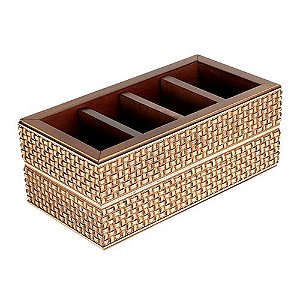 PORTA CONTROLE REMOTO MADEIRA TRELICA 24X12X10 COR MARROM