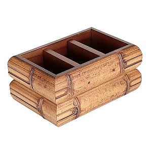 PORTA CONTROLE REMOTO MADEIRA BAMBOO 19X12X10 COR MARROM