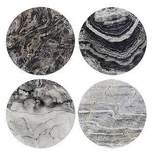 JOGO DE 4 PORTA COPOS MARMORE EM CERAMICA D10,8CM COR PRETO