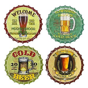 JOGO DE 4 PORTA COPOS CERVEJA EM CERAMICA D10,8CM