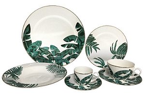 APARELHO DE JANTAR 42 PECAS FOLHAGEM EM NEW BONE CHINA