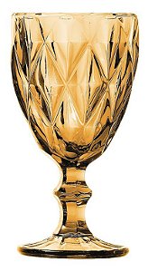 JG DE 6 TACAS MATELASSE EM VIDRO 280ML A17CM COR AMBAR