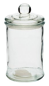 POTE REDONDO EM VIDRO LISO COM TAMPA 120ML D6XA11CM