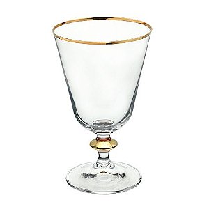 JG 6 TACAS AGUA BELLA GOLD RIM CRISTAL ECOLOGICO 350ML 15CM