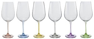 JG 6 TAÇAS VINHO TINTO RAINBOW CRISTAL ECOLÓGICO 550ML