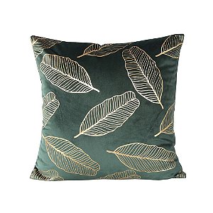 ALMOFADA FOLHAS EM POLIESTER L45XP45CM COR VERDE