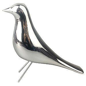 PASSARO DE CERAMICA PRATA 14,5CM X 5CM X 15,5CM