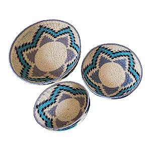 CJ. DE CENTRO DE MESA DE CORDA COM ESTAMPA - 3PCS