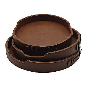 CJ. DE BANDEJAS ESTILO COURO MARROM  - 3PCS