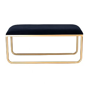 BANCO EM METAL E TECIDO PRETO E DOURADO