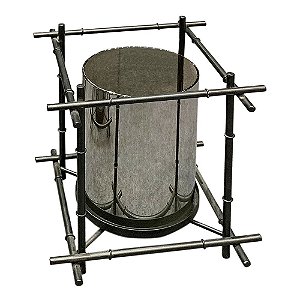 CASTICAL DE CRISTAL FUME COM METAL PRETO 16,5CM X 16,5CM X 2