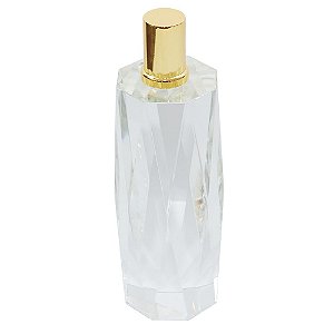 PECA DECORATIVA DE CRISTAL COM METAL DOURADO 7CM X 7CM X 22,