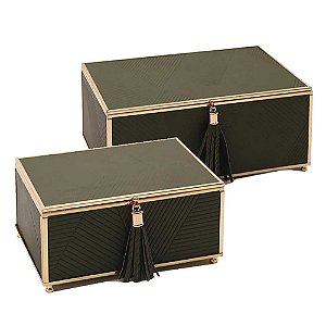 CJ. DE CAIXAS VERDE E METAL DOURADO - 2PCS