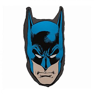 ALMOFADA POLIESTER RECORTE DC BATMAN FACE AZUL/PRETO 45 X 23
