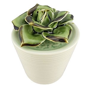 VASO COM SUCULENTA DE CERAMICA 7,4CM X 7,4CM X 8,2CM