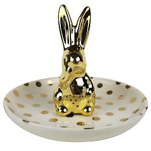 MINI PRATO DECORATIVO DE CERAMICA COELHO 10CM X 8,2CM
