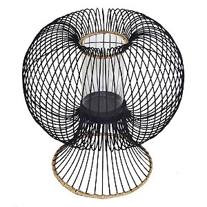 LANTERNA DE METAL COM DETALHES EM FIBRA SINTETICA